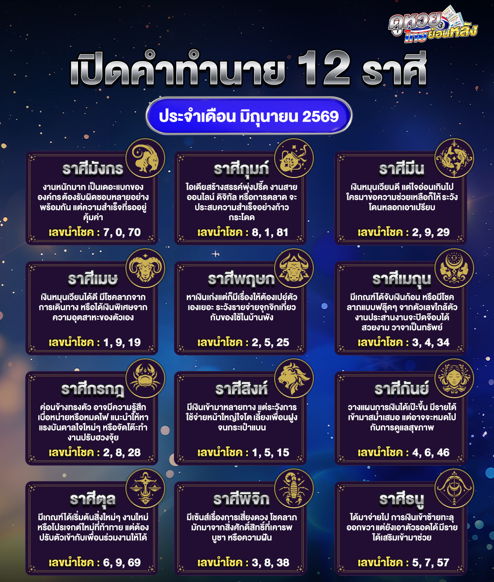 ดวงเดือนมิถุนายน 2569