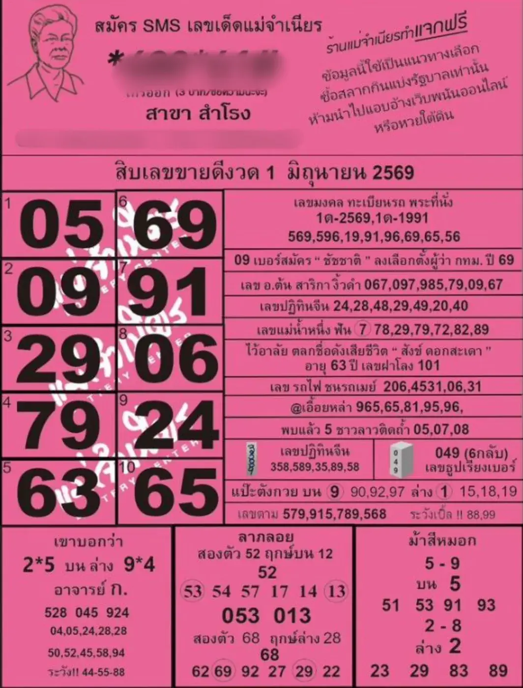 หวยแม่จำเนียร 1/6/69