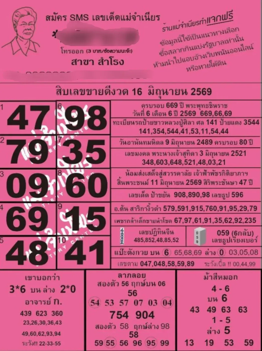 หวยแม่จำเนียร 16/6/69