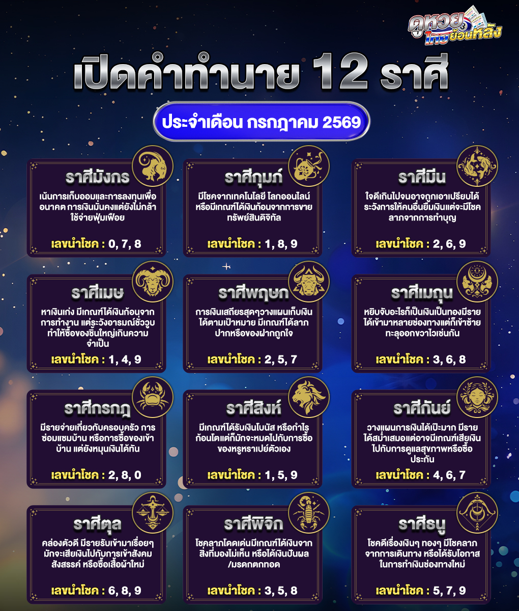 ดวงเดือนกรกฎาคม 2569