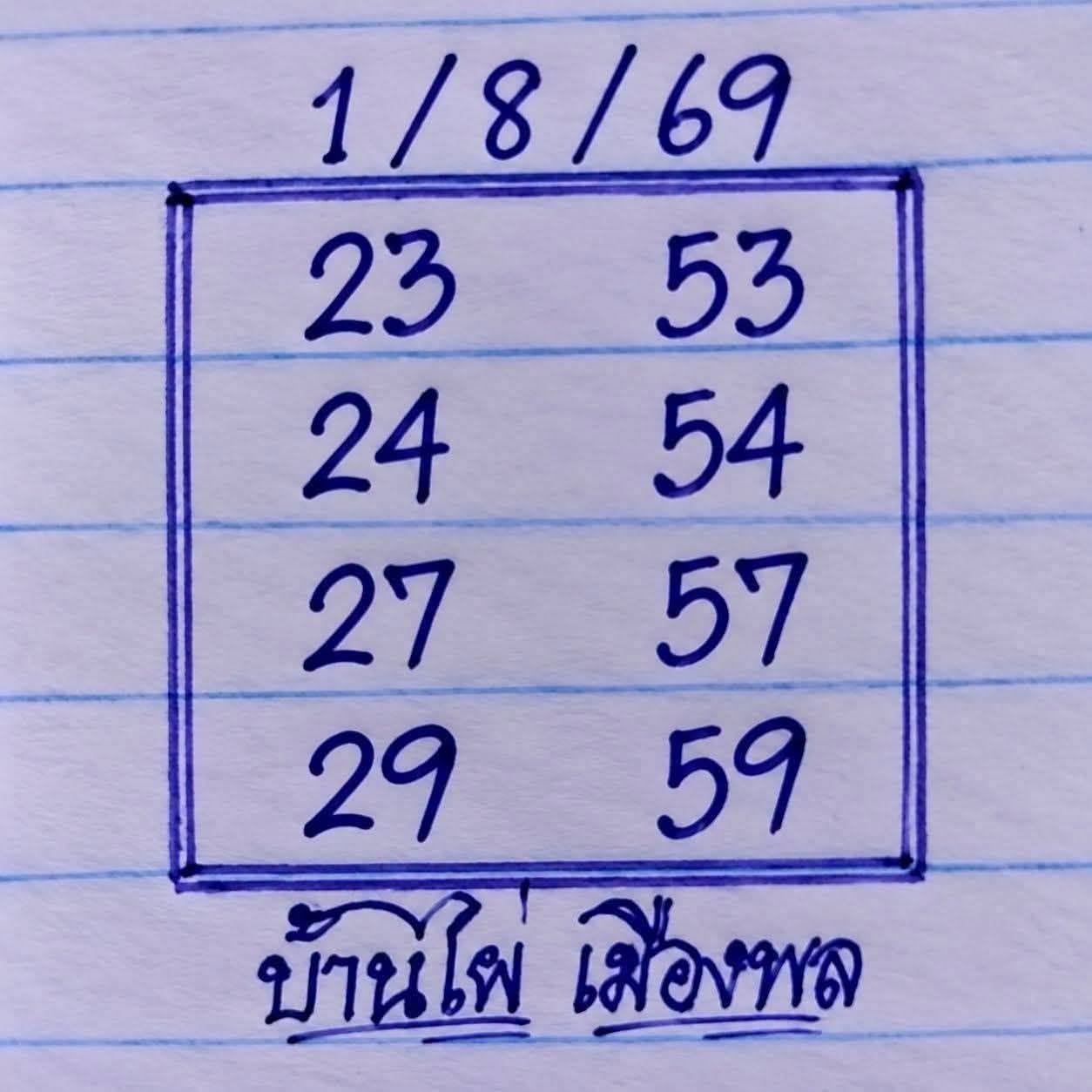หวยบ้านไผ่เมืองพล 1/8/69