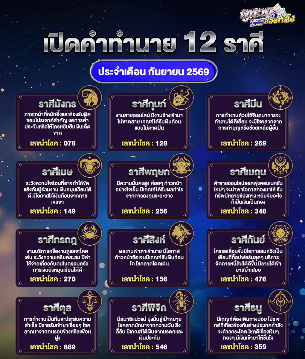 ดูดวงเดือนกันยายน 2569