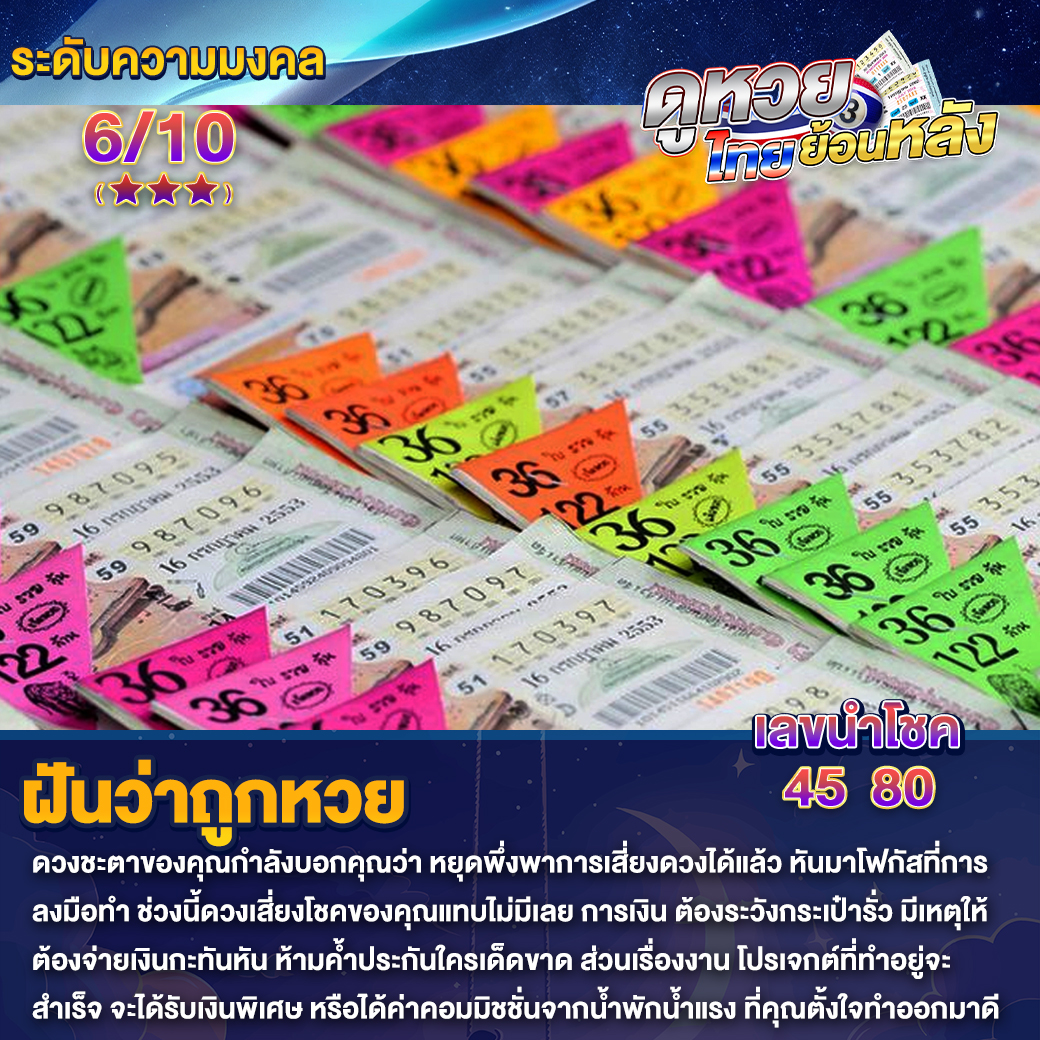 ฝันว่าถูกหวย
